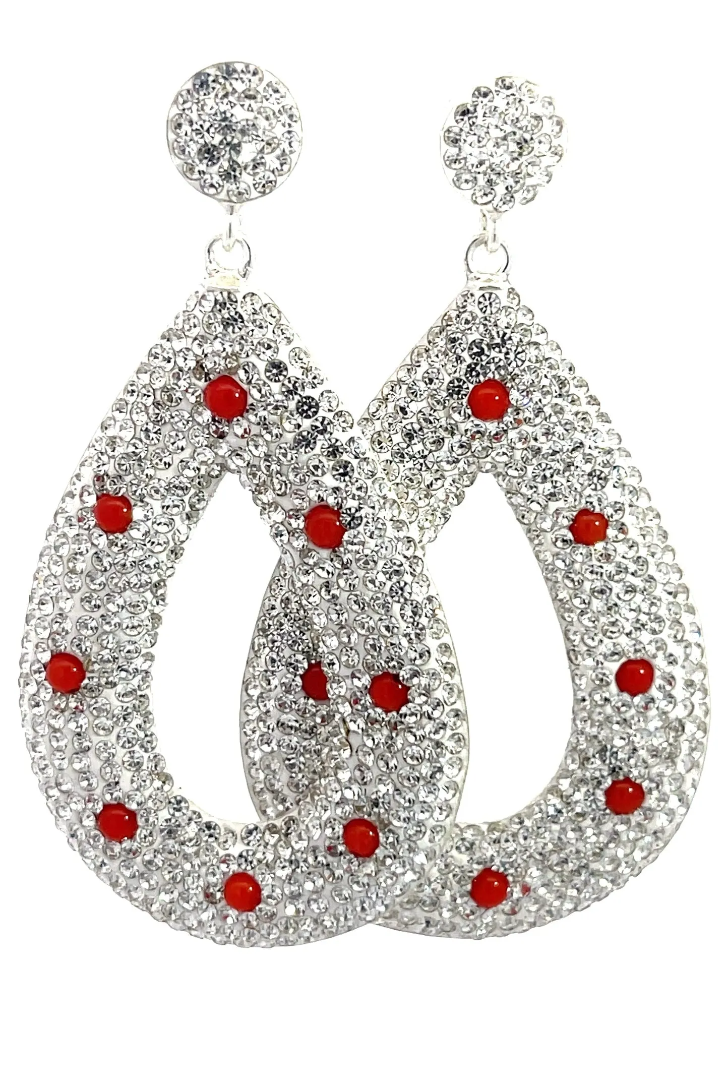 Open Teardrop Gemstone 925 Sterling Silver Statement Earring