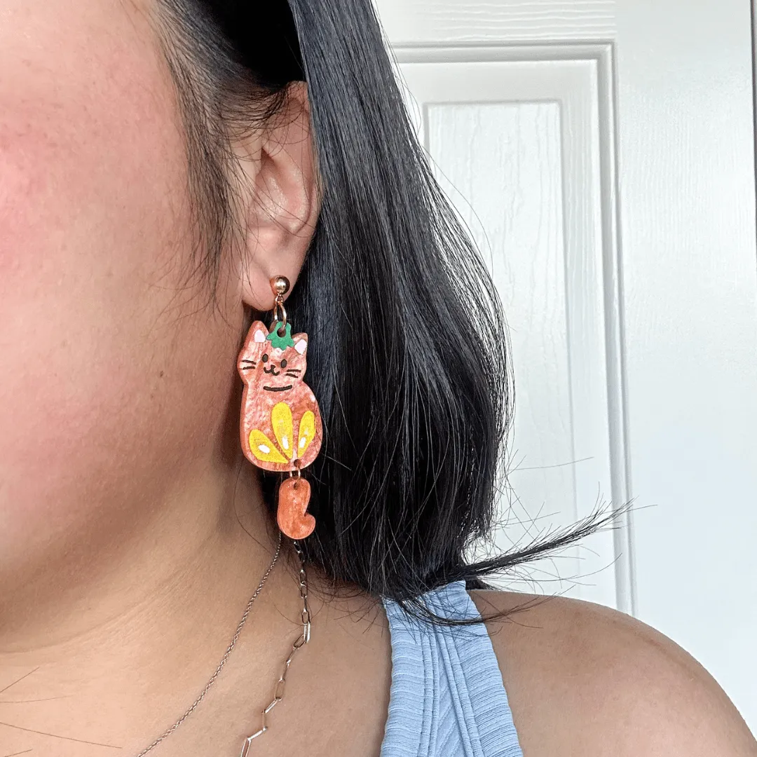 Orange Cat Dangles