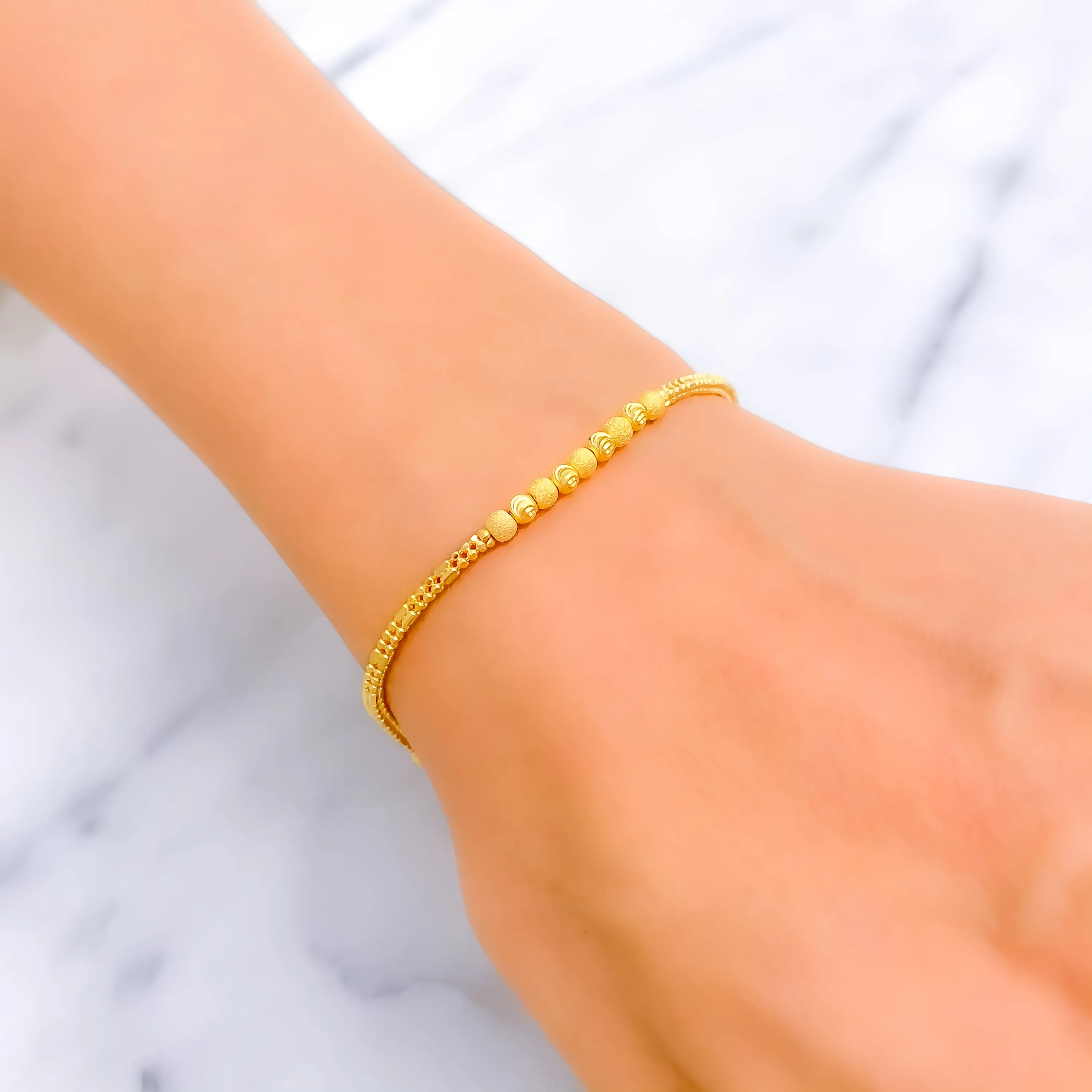 Ornate Blush 22K Gold Bracelet