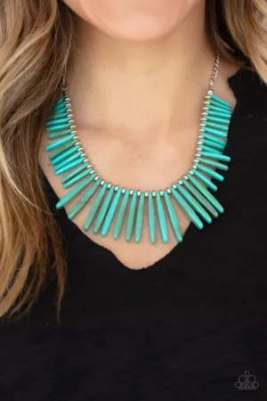 Out of My Element - Blue - Turquoise Acrylic Rod Paparazzi Short Necklace - July 2020 Life of the Party Exclusive