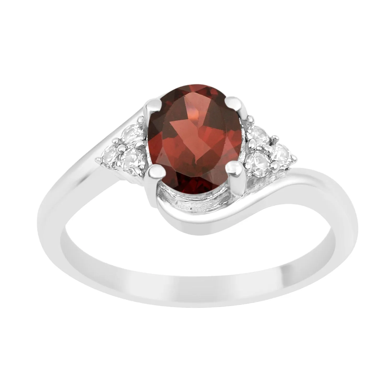 Oval Cut 1.5 Ctw Garnet Sterling Silver Solitaire Rings
