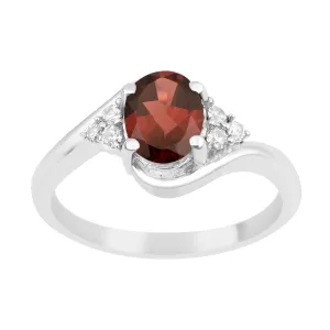 Oval Cut 1.5 Ctw Garnet Sterling Silver Solitaire Rings