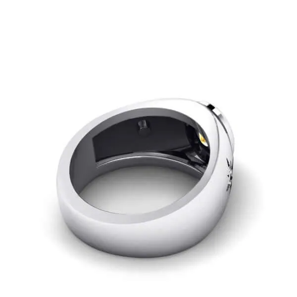 Oval Gemstone Men's Ring 925 Silver Wide Engagement Band