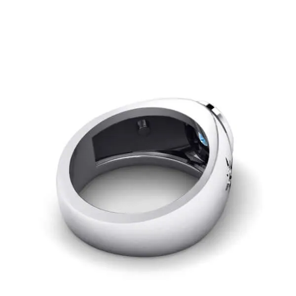 Oval Gemstone Men's Ring 925 Silver Wide Engagement Band