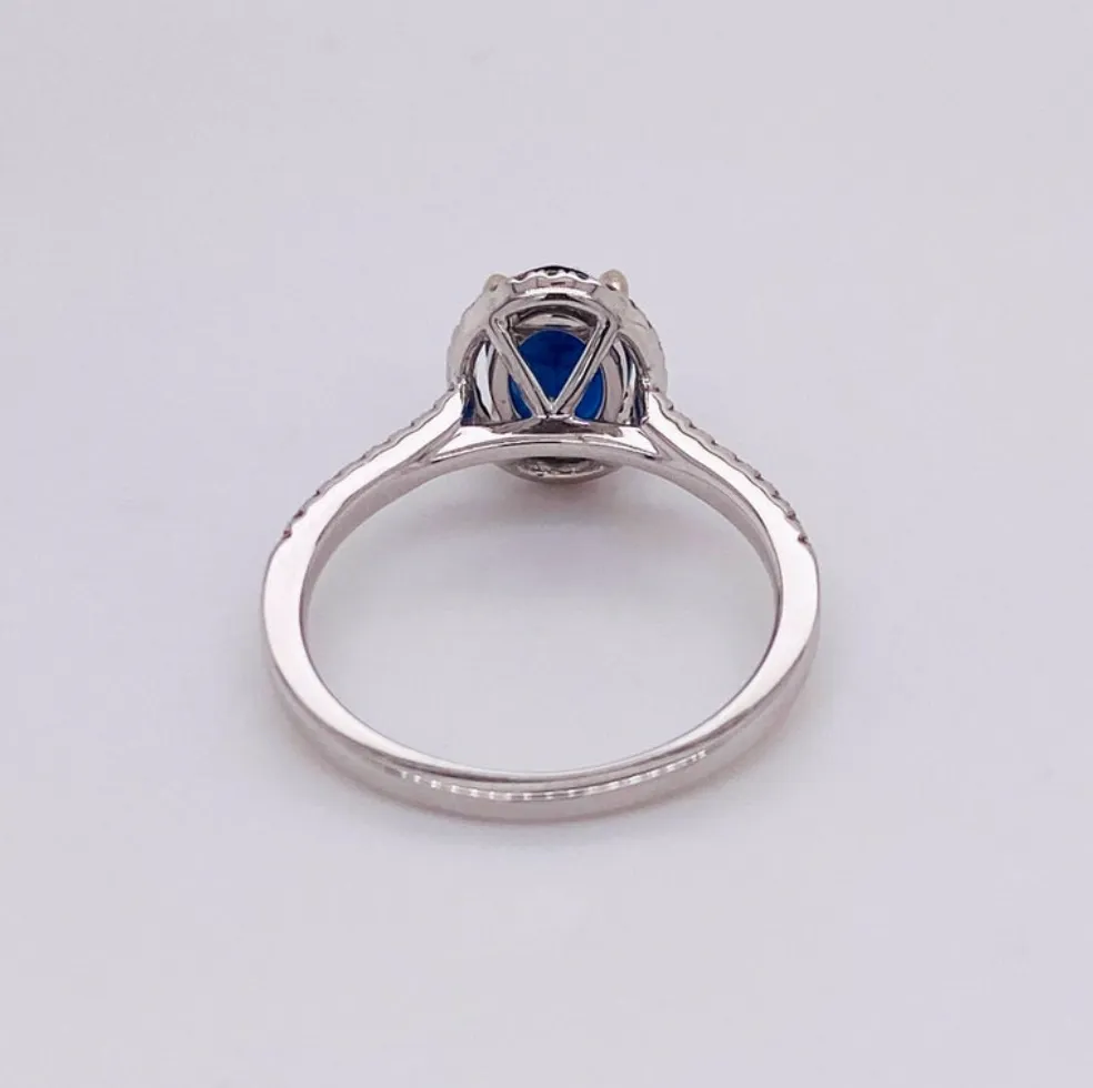 Oval Sapphire Diamond Halo Ring