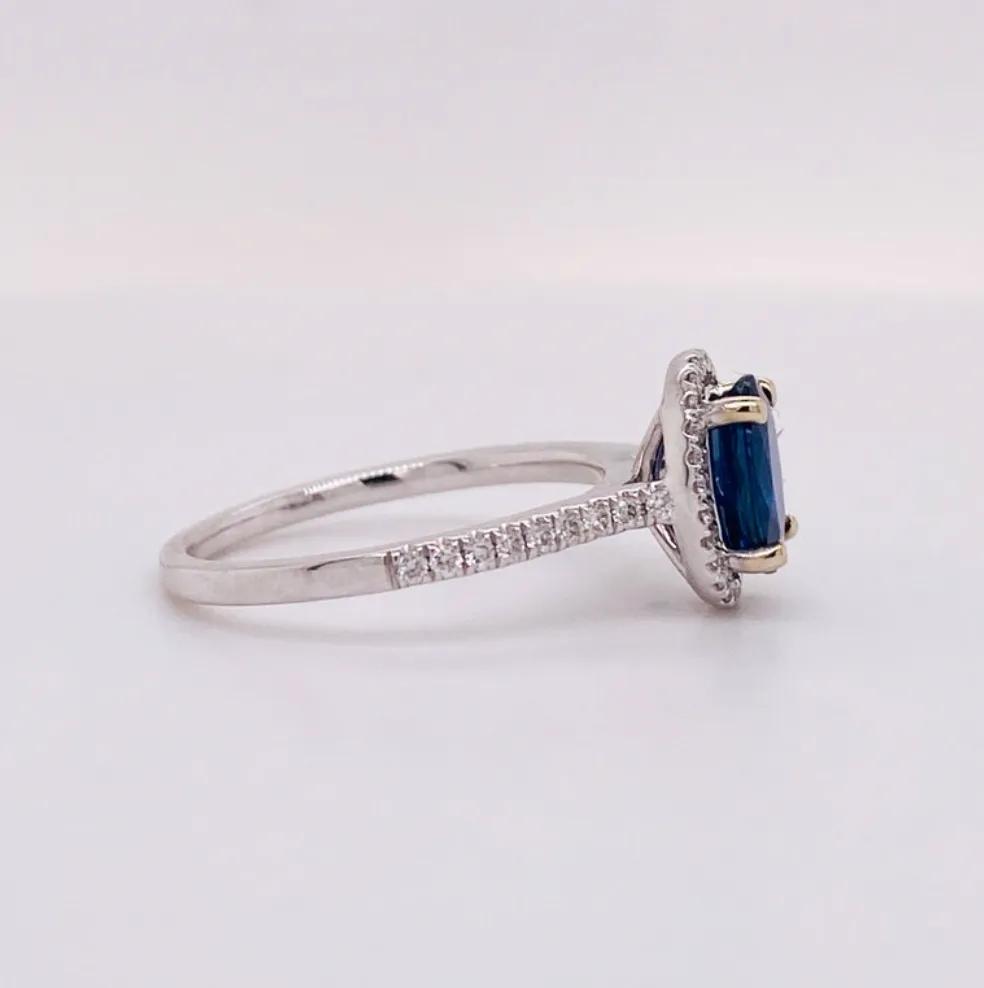 Oval Sapphire Diamond Halo Ring