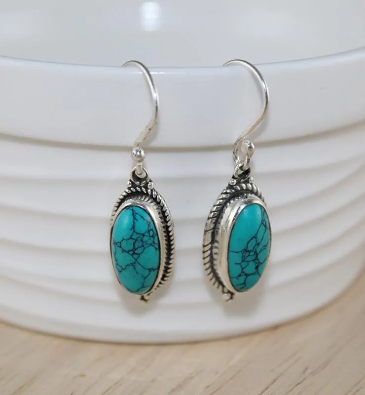 Oval Turquoise Drop Earrings