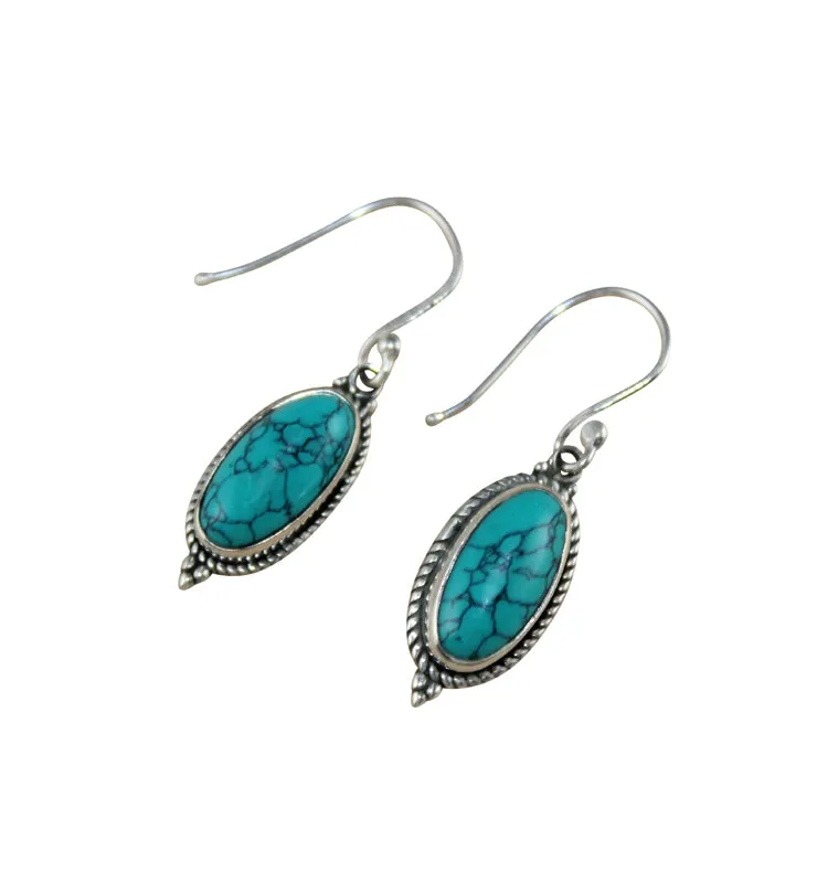 Oval Turquoise Drop Earrings