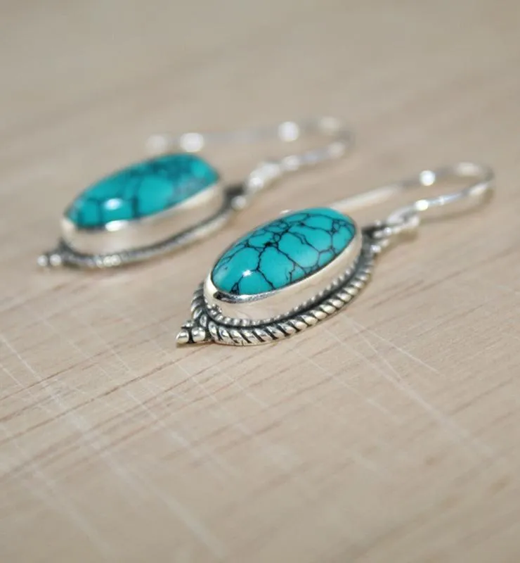 Oval Turquoise Drop Earrings