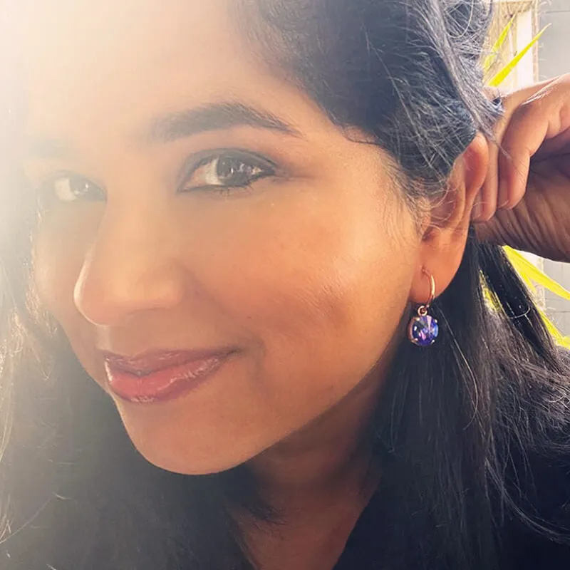 Pari Purple Swarovski Drop Earrings