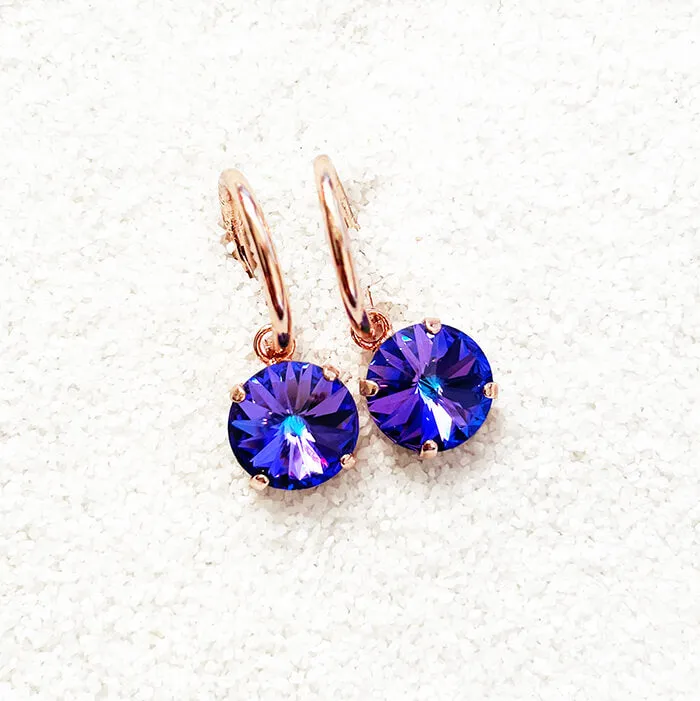 Pari Purple Swarovski Drop Earrings