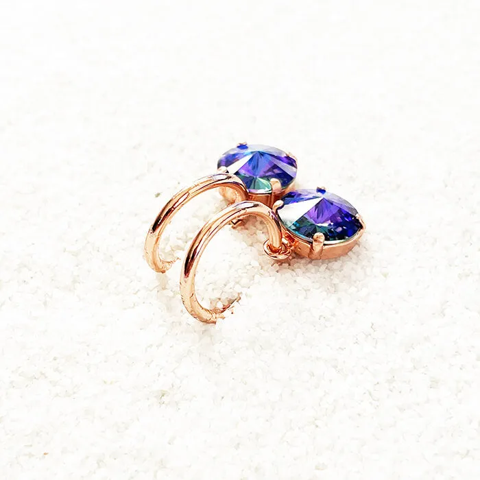 Pari Purple Swarovski Drop Earrings