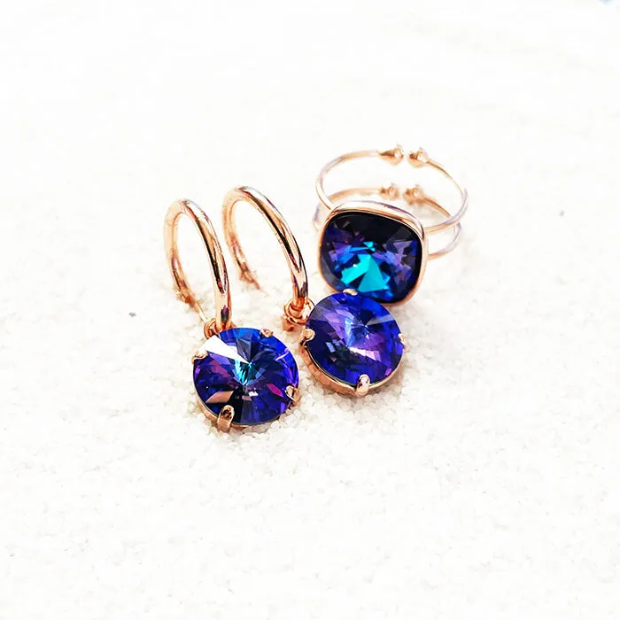Pari Purple Swarovski Drop Earrings