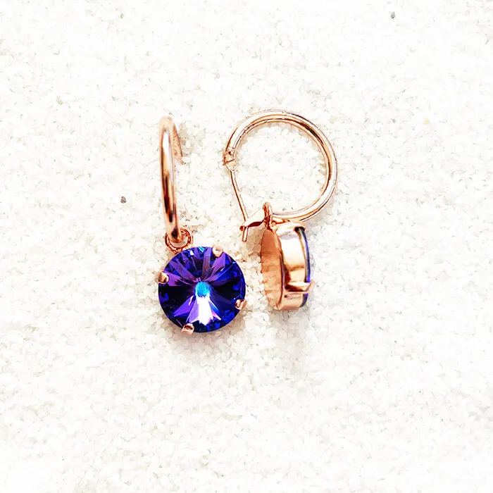 Pari Purple Swarovski Drop Earrings