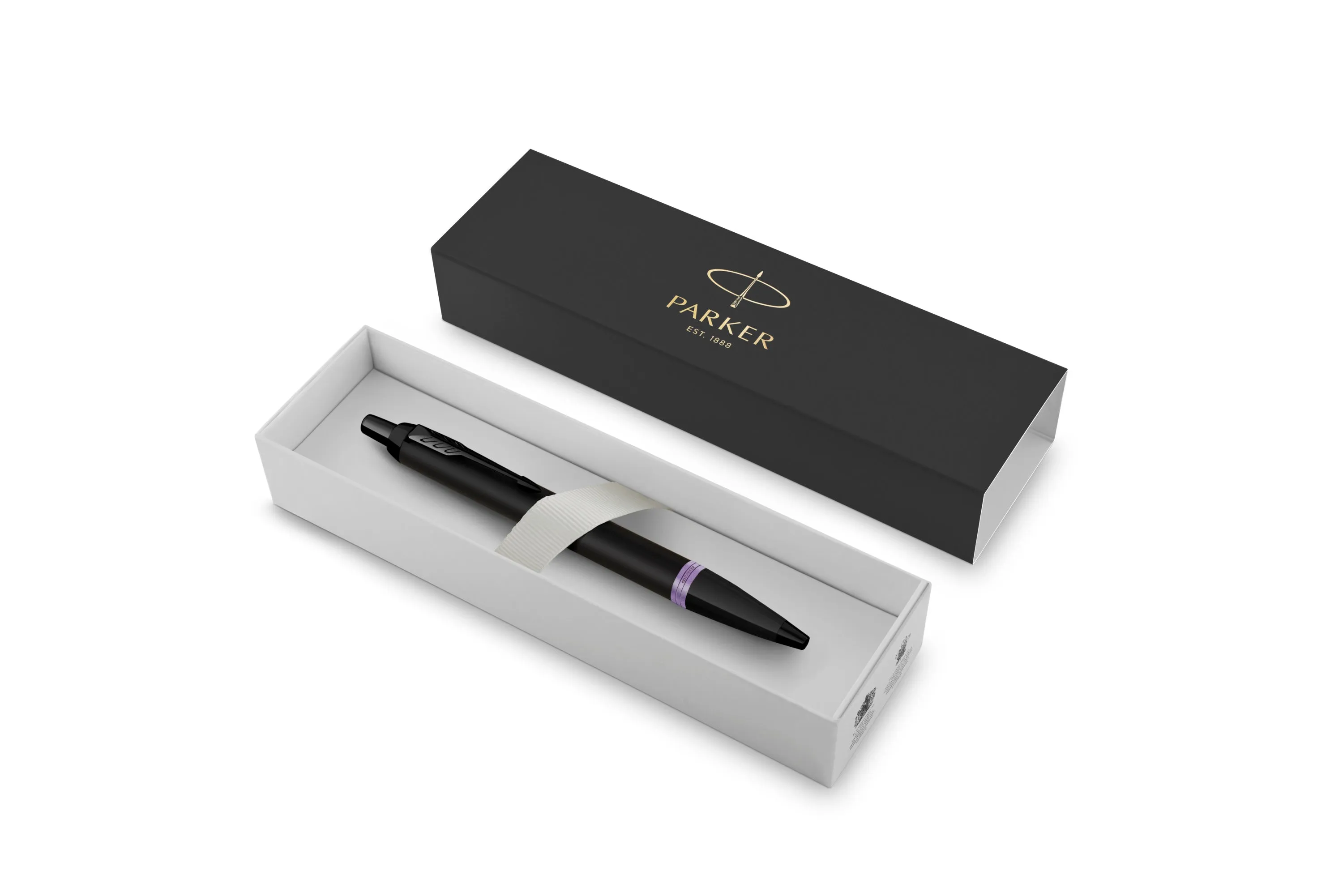 Parker IM Vibrant Rings Satin Black with Amethyst Purple Accents Ballpoint Pen