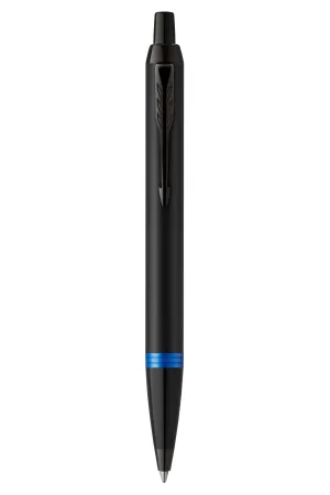 Parker IM Vibrant Rings Satin Black with Marine Blue Accents Ballpoint Pen