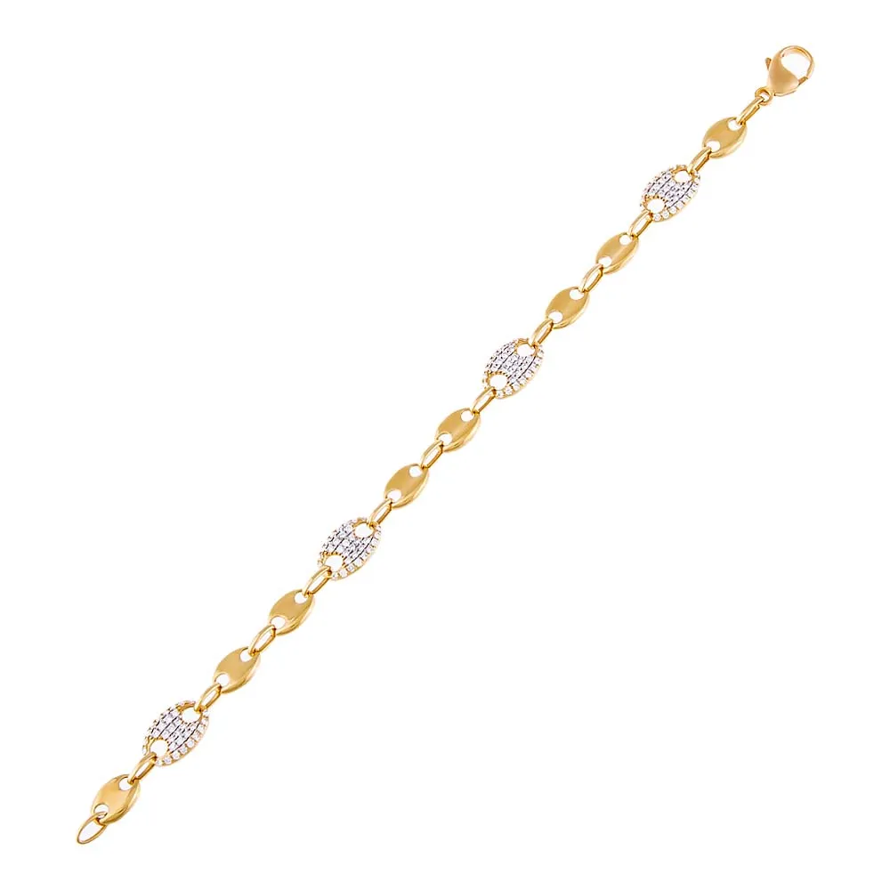 Pavé Diamond Mariner Chain Bracelet 18K