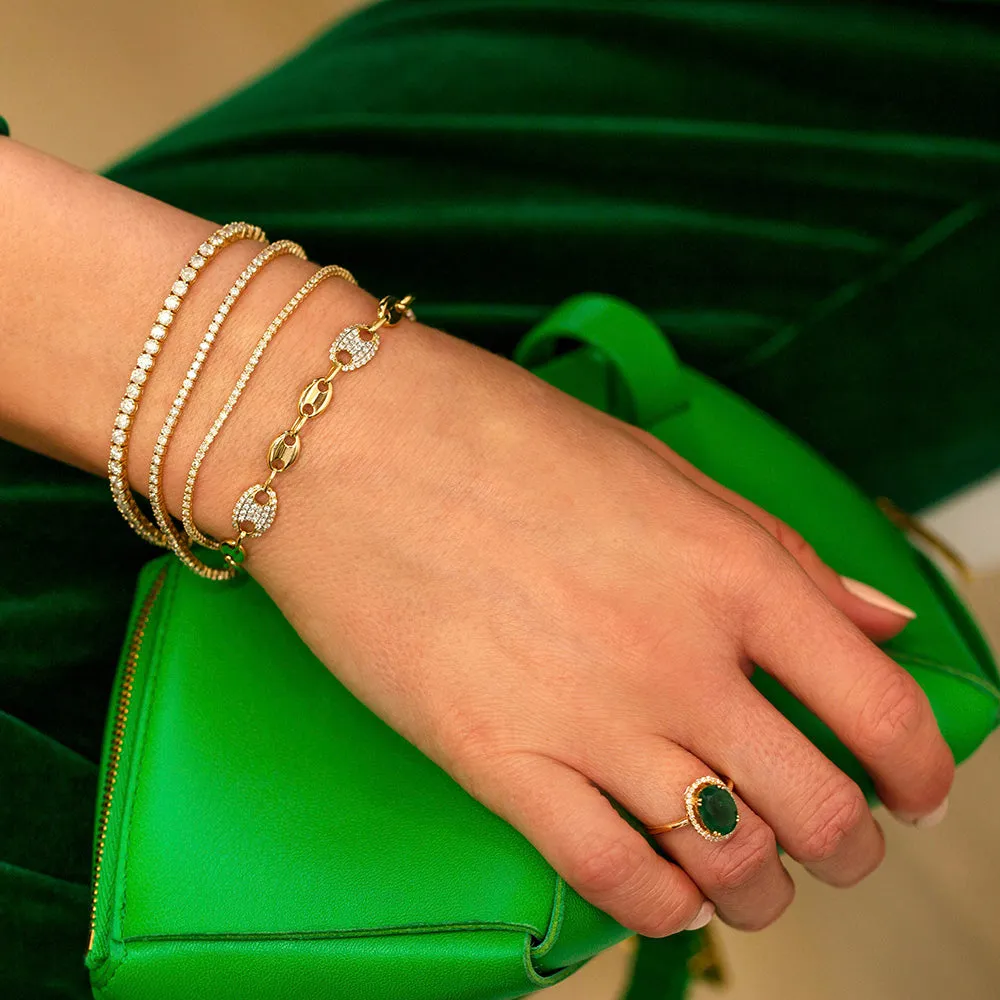 Pavé Diamond Mariner Chain Bracelet 18K