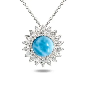 Pavé Larimar Sunflower Pendant