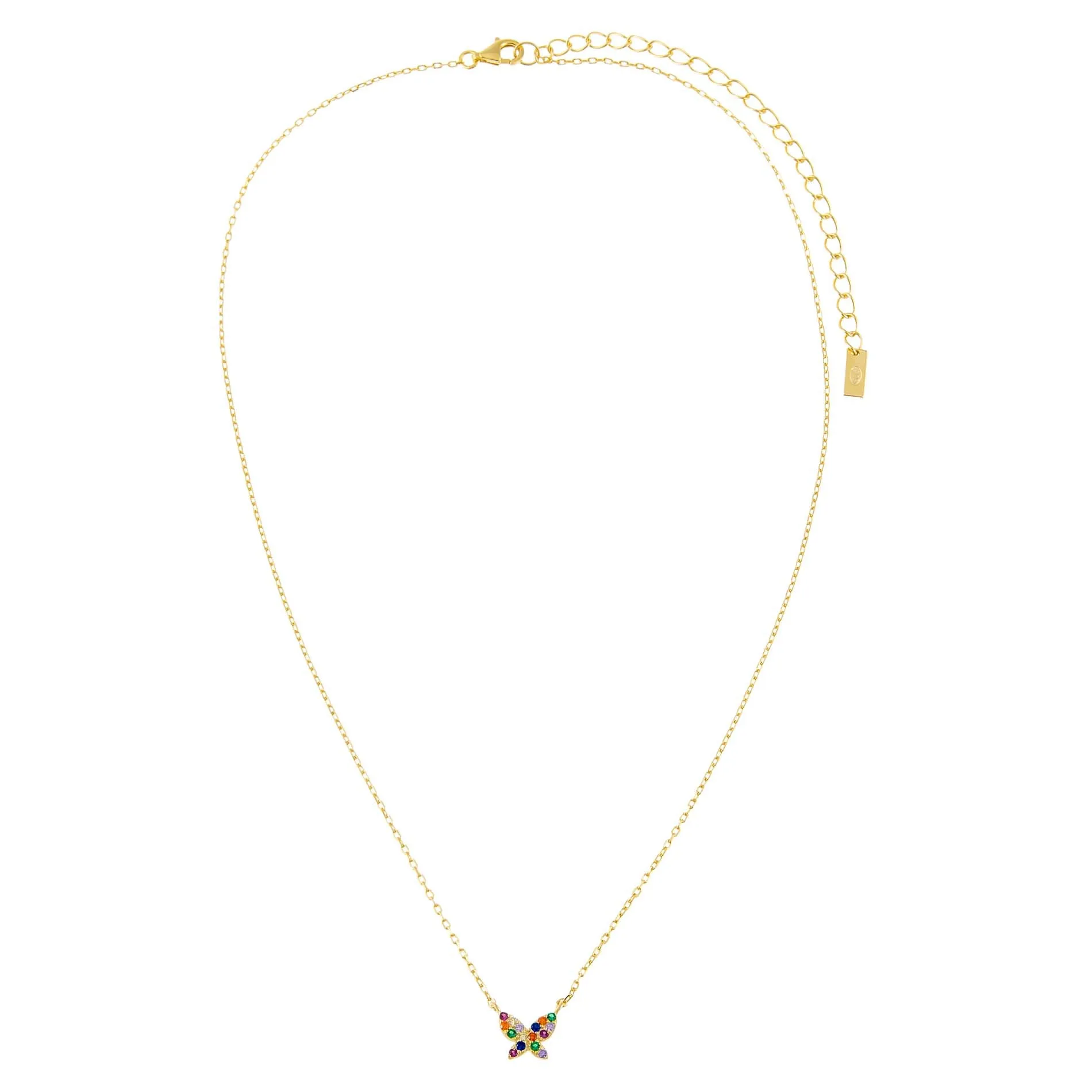 Pavé Rainbow Butterfly Necklace