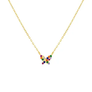 Pavé Rainbow Butterfly Necklace