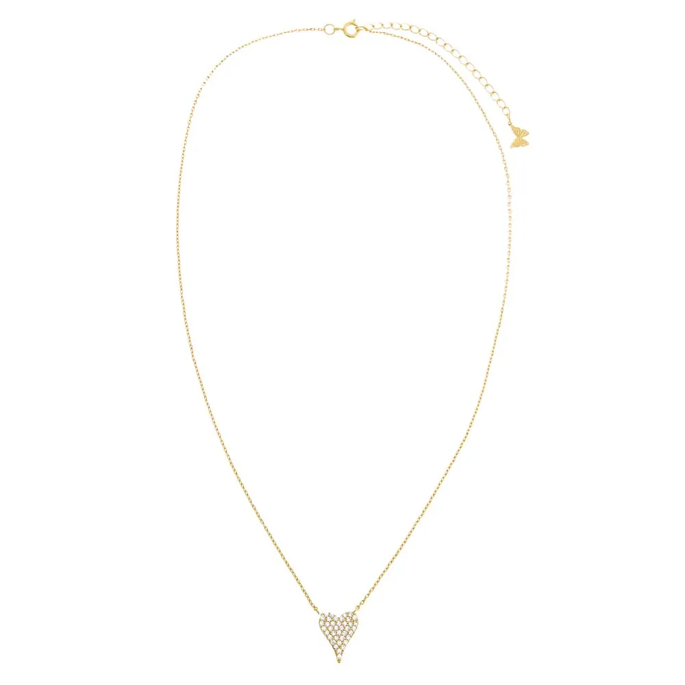 Pave CZ Elongated Heart Necklace