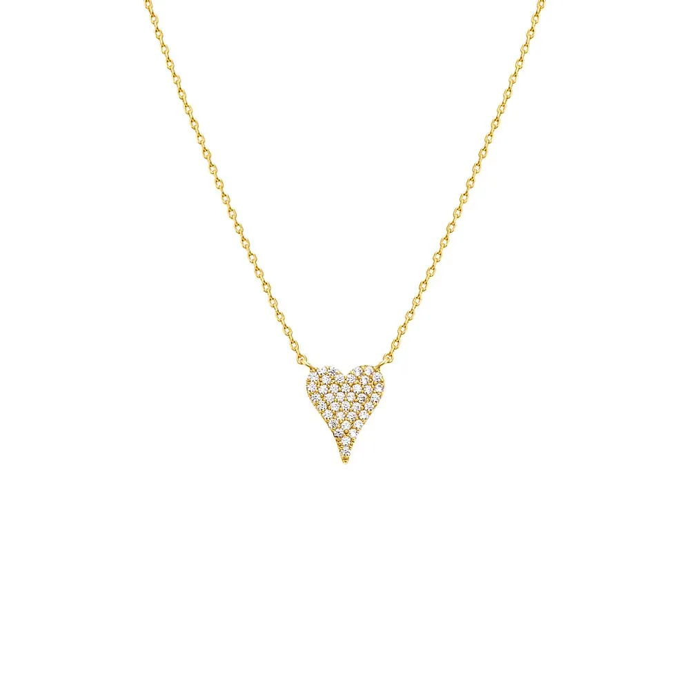 Pave CZ Elongated Heart Necklace