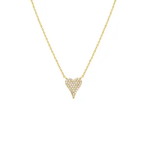 Pave CZ Elongated Heart Necklace