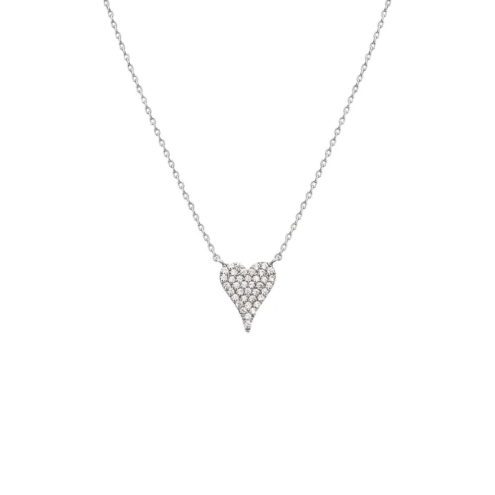 Pave CZ Elongated Heart Necklace