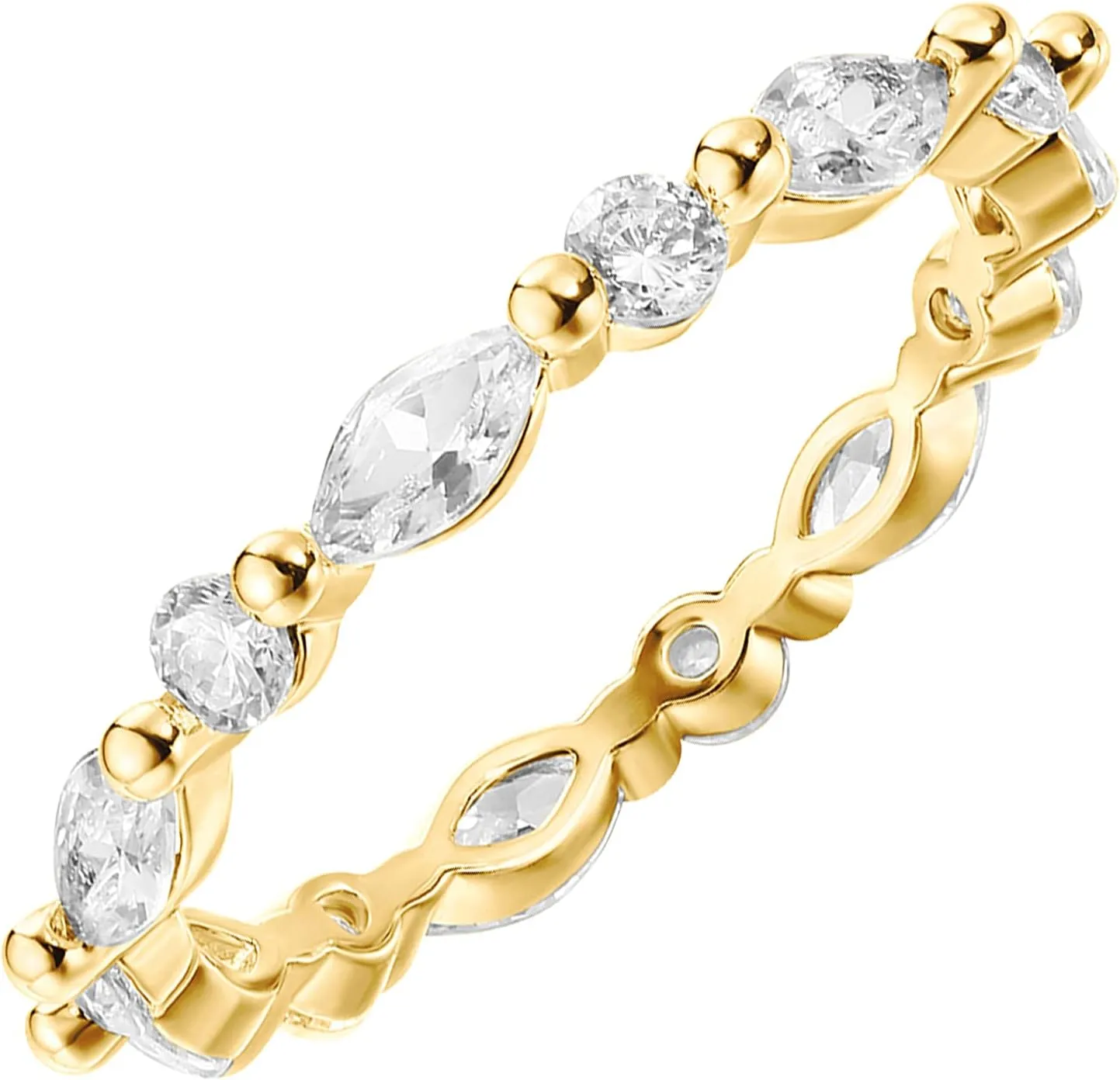 PAVOI 14K Gold Plated Rings Cubic Zirconia Love Ring | 2.5mm Stackable Rings for Women | Gold Rings for Women
