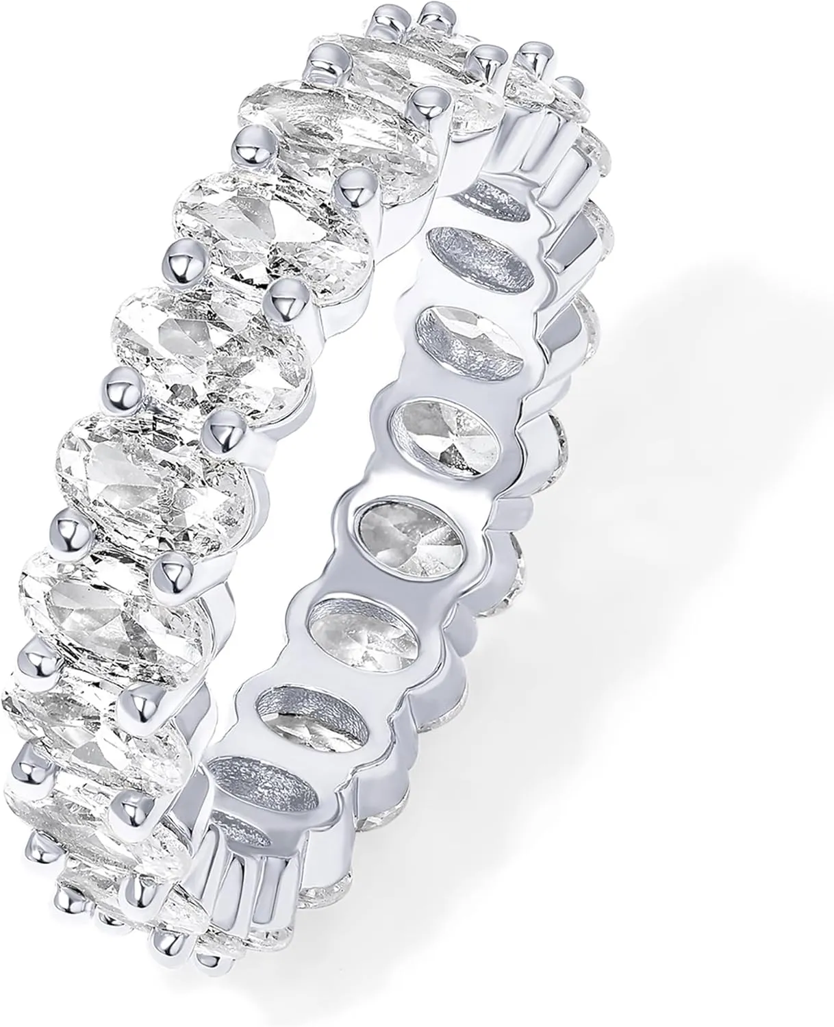 PAVOI 14K Gold Plated Rings Oval Cubic Zirconia Love Ring | Eternity Ring | 5mm Stackable Rings for Women | Gold Rings for Women