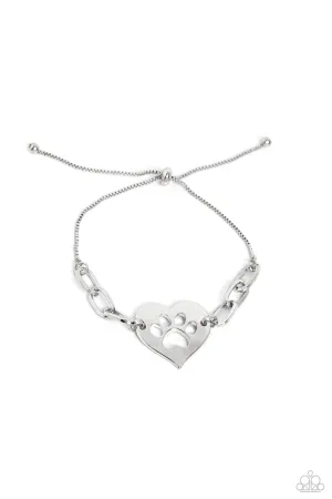 PAW-sitively Perfect - Silver - Paw Print Paparazzi Lariat Bolo Bracelet