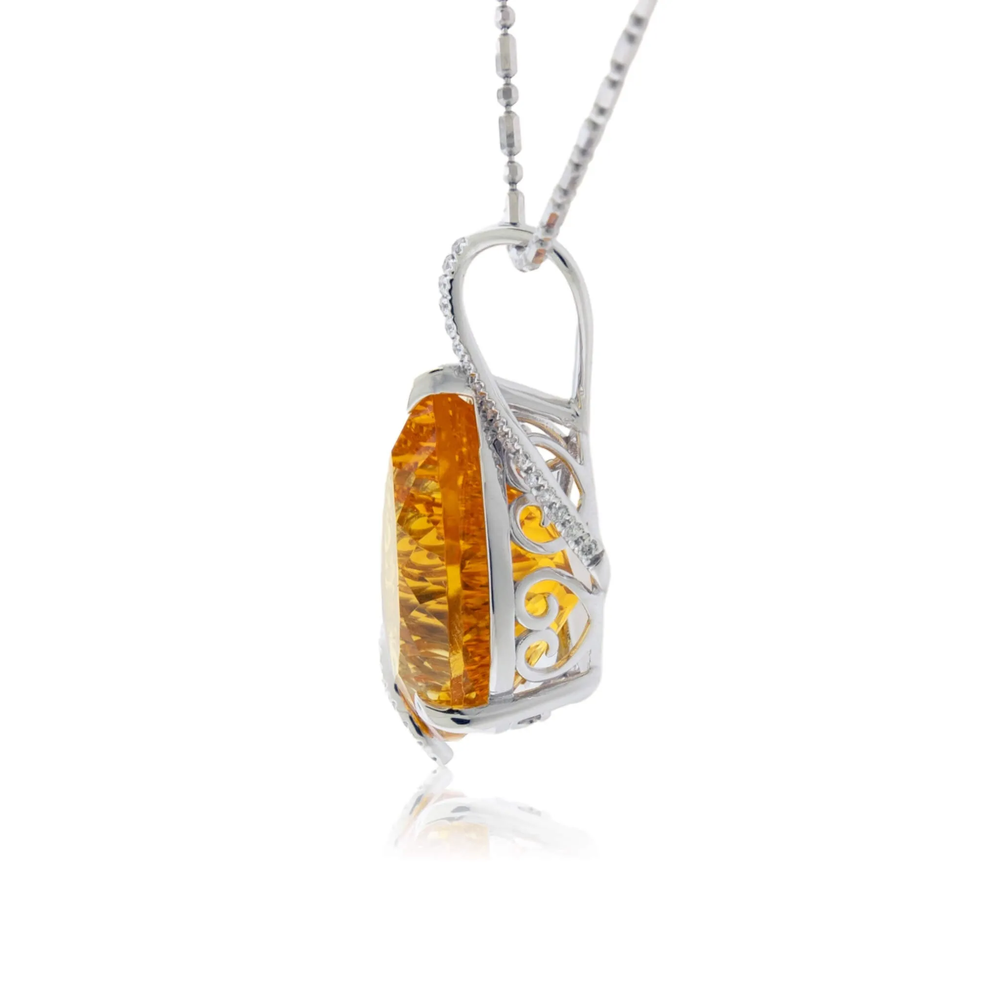 Pear Citrine & Diamond Draped Pendant
