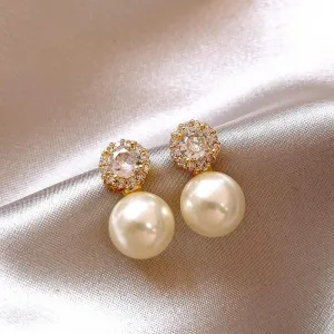 Pearl Crystal Drop Earrings