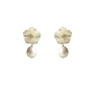 Pearl Drop Flower Drop Earrings