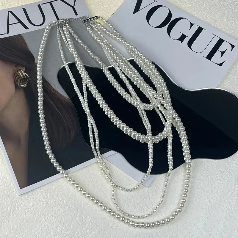 Pearl Multi-layered Women's Necklace Exaggerated Fashion High Street Club Party Banquet Necklace For Women Jewelry