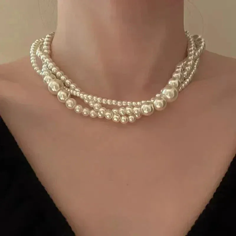 Pearl Multi-layered Women's Necklace Exaggerated Fashion High Street Club Party Banquet Necklace For Women Jewelry