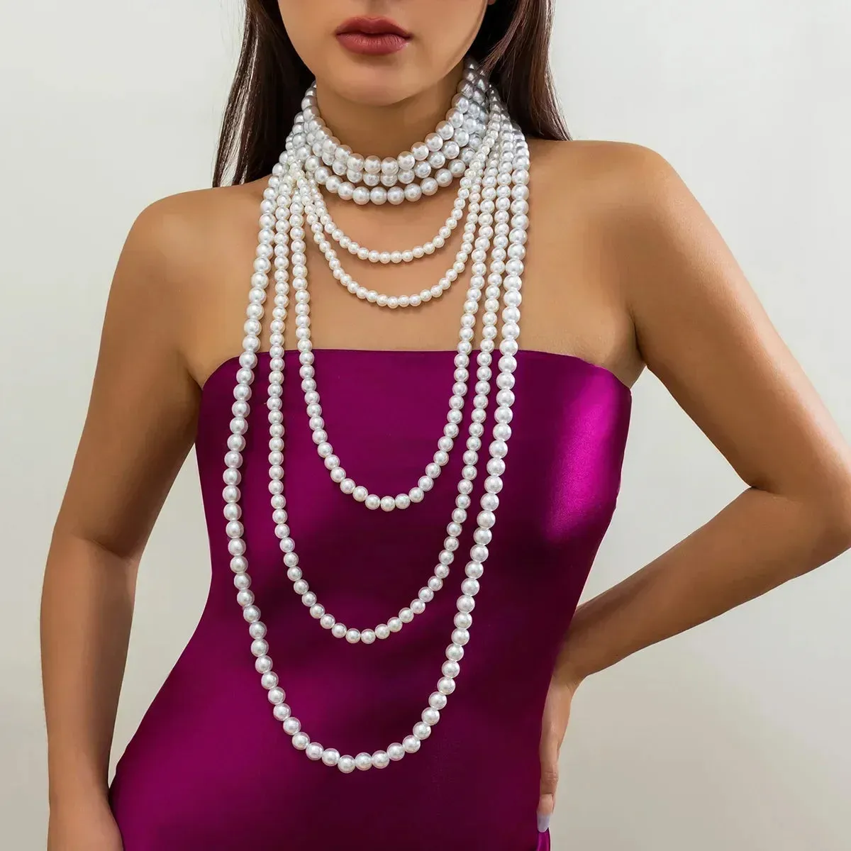 Pearl Multi-layered Women's Necklace Exaggerated Fashion High Street Club Party Banquet Necklace For Women Jewelry