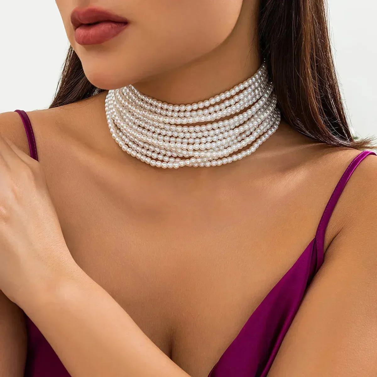 Pearl Multi-layered Women's Necklace Exaggerated Fashion High Street Club Party Banquet Necklace For Women Jewelry