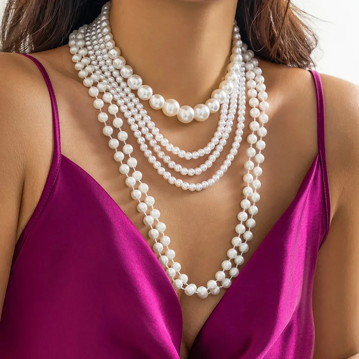 Pearl Multi-layered Women's Necklace Exaggerated Fashion High Street Club Party Banquet Necklace For Women Jewelry