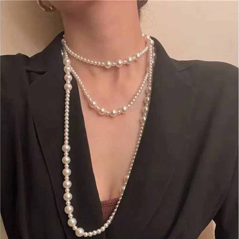 Pearl Multi-layered Women's Necklace Exaggerated Fashion High Street Club Party Banquet Necklace For Women Jewelry