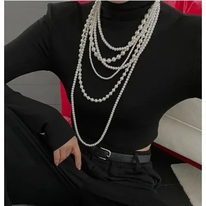 Pearl Multi-layered Women's Necklace Exaggerated Fashion High Street Club Party Banquet Necklace For Women Jewelry