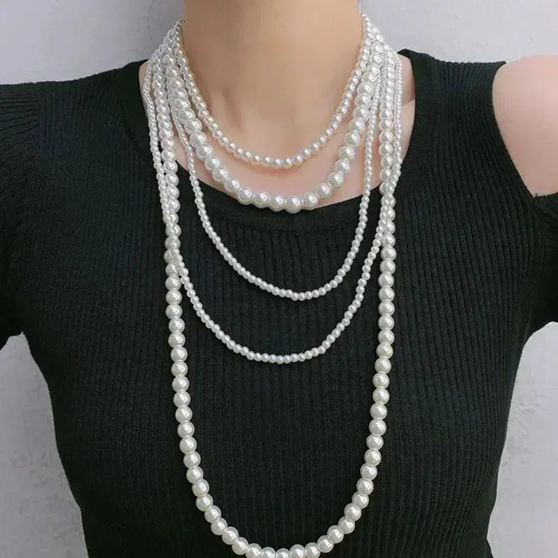 Pearl Multi-layered Women's Necklace Exaggerated Fashion High Street Club Party Banquet Necklace For Women Jewelry