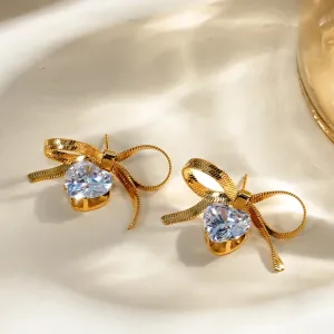 Penelope 18K Bow CZ Earrings