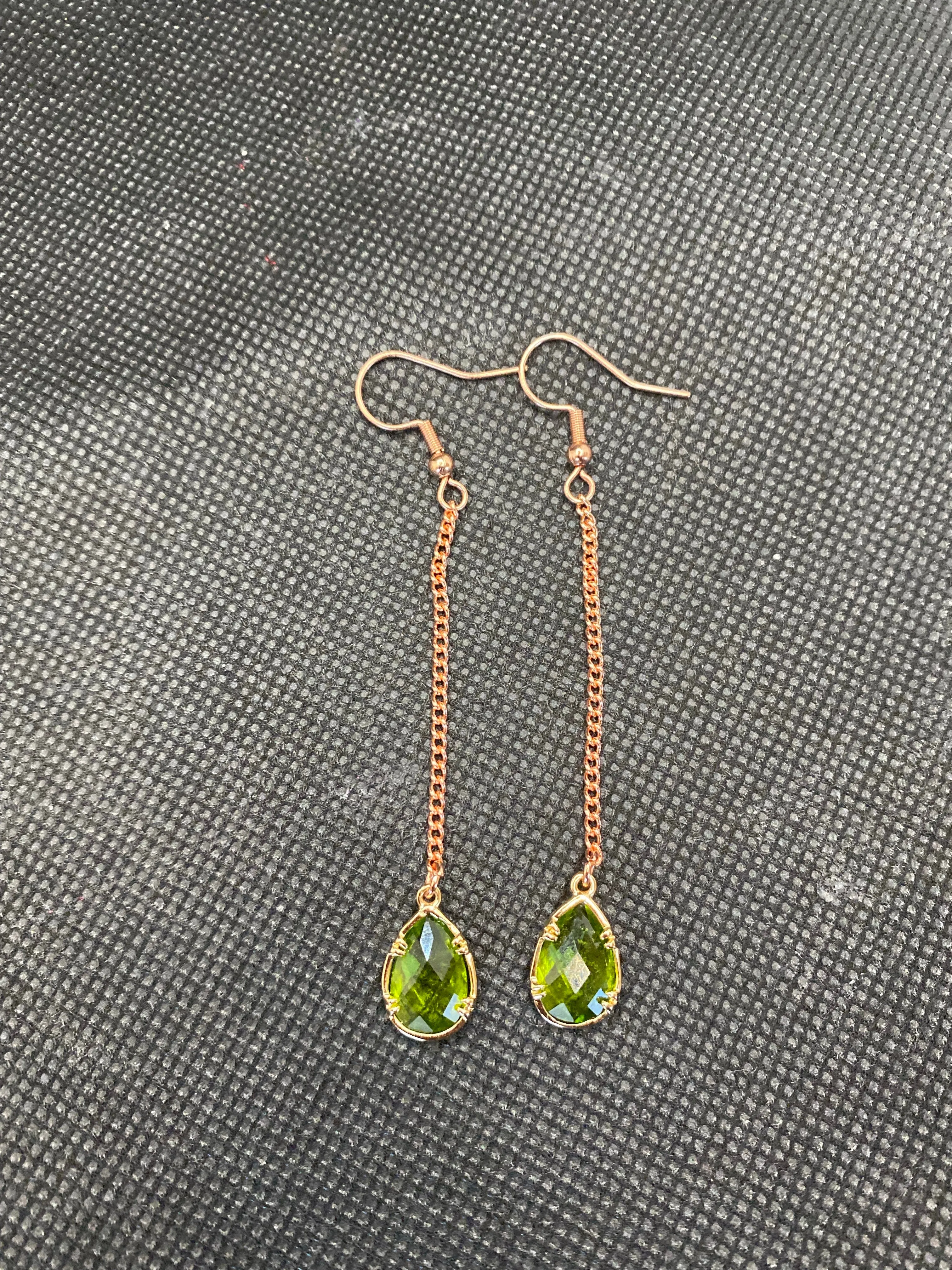 Peridot drop earrings - August birthstone