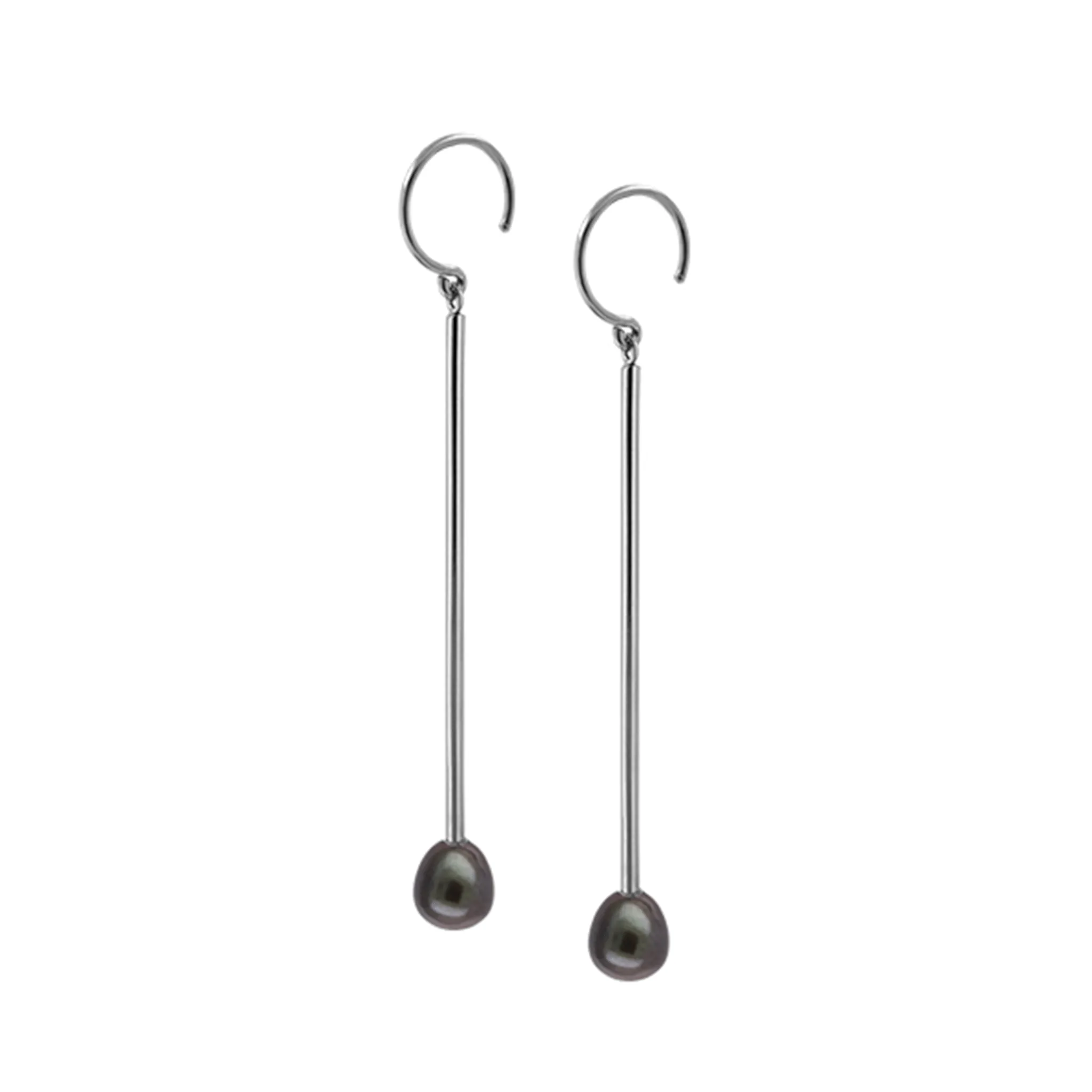 Perlulokkar - Málmblá Ferskvatnsperla 5.5-6mm
