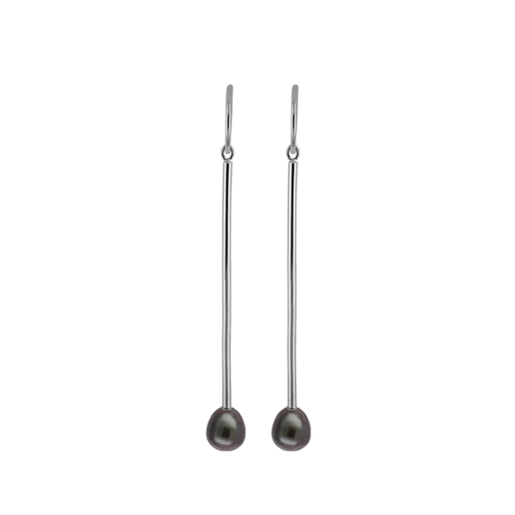 Perlulokkar - Málmblá Ferskvatnsperla 5.5-6mm