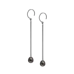 Perlulokkar - Málmblá Ferskvatnsperla 5.5-6mm