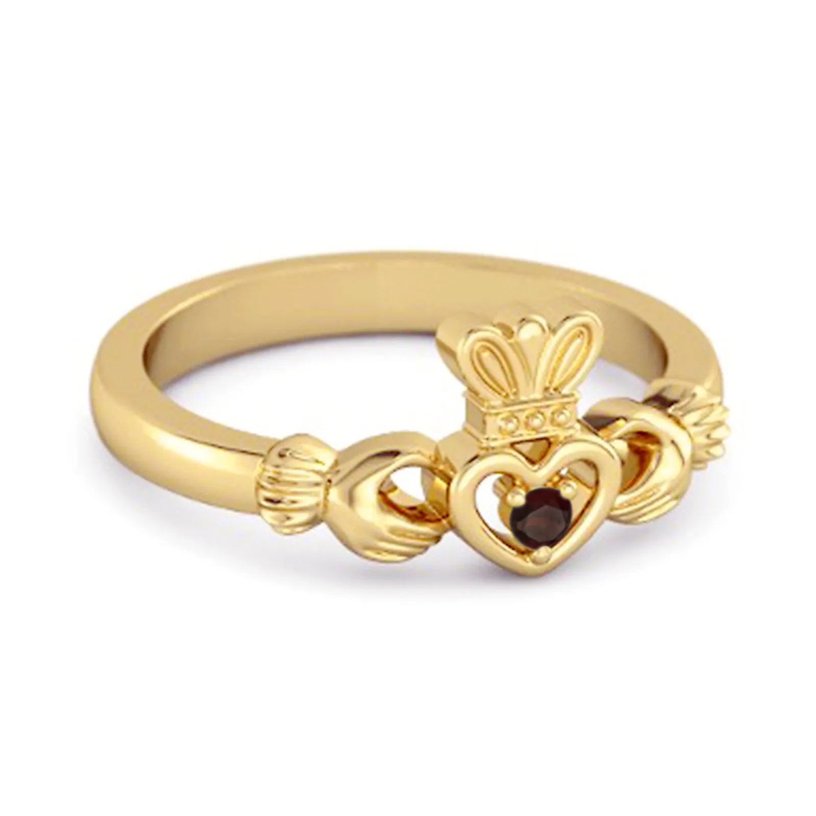 Petite Claddagh 0.10 Ctw Garnet 925 Sterling Silver Crown Ring