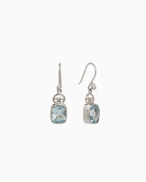Petroglyph & Elongated Stone Drop Earrings - Blue Topaz